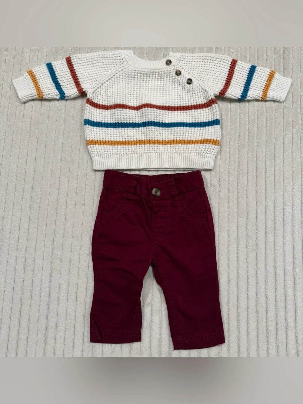 Cat & Jack-Baby Burgundy Pants and Sweater Outfit - size 0-3 Months